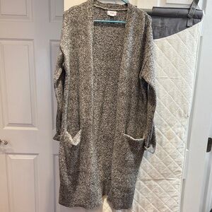 Old Navy Cozy Open-Front Gray Longline Pocket Cardigan Sweater